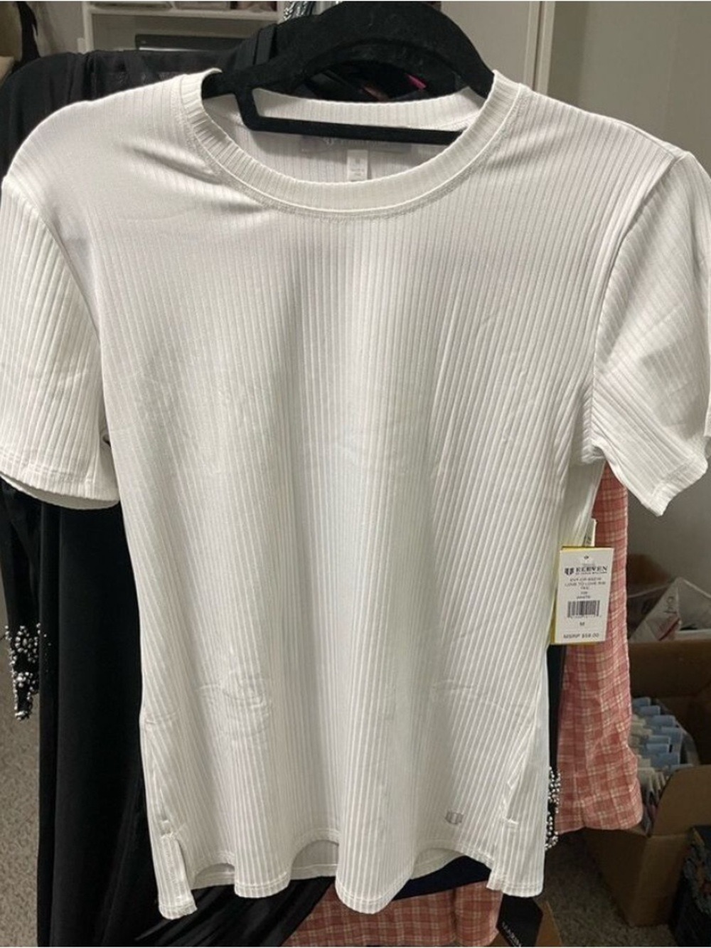EleVen by Venus Williams White Ribbed Athletic Tee Size M NWT